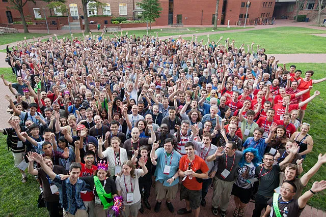 Wikimania 2012 Group Photograph, by Helpameout, under CC-BY-SA 3.0, available from https://commons.wikimedia.org/wiki/File:Wikimania_2012_Group_Photograph-0001.jpg